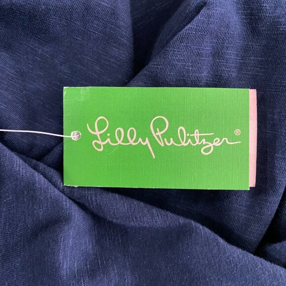 Lilly Pulitzer Surfcrest Dress Medium True Navy Blue‎ Cotton Modal NWT DR-1355 - Picture 6 of 12